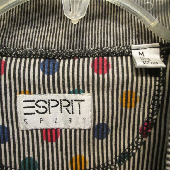 Vtg ESPRIT gray POLKA DOTS long sleeves shirt M - Picture 5 of 15